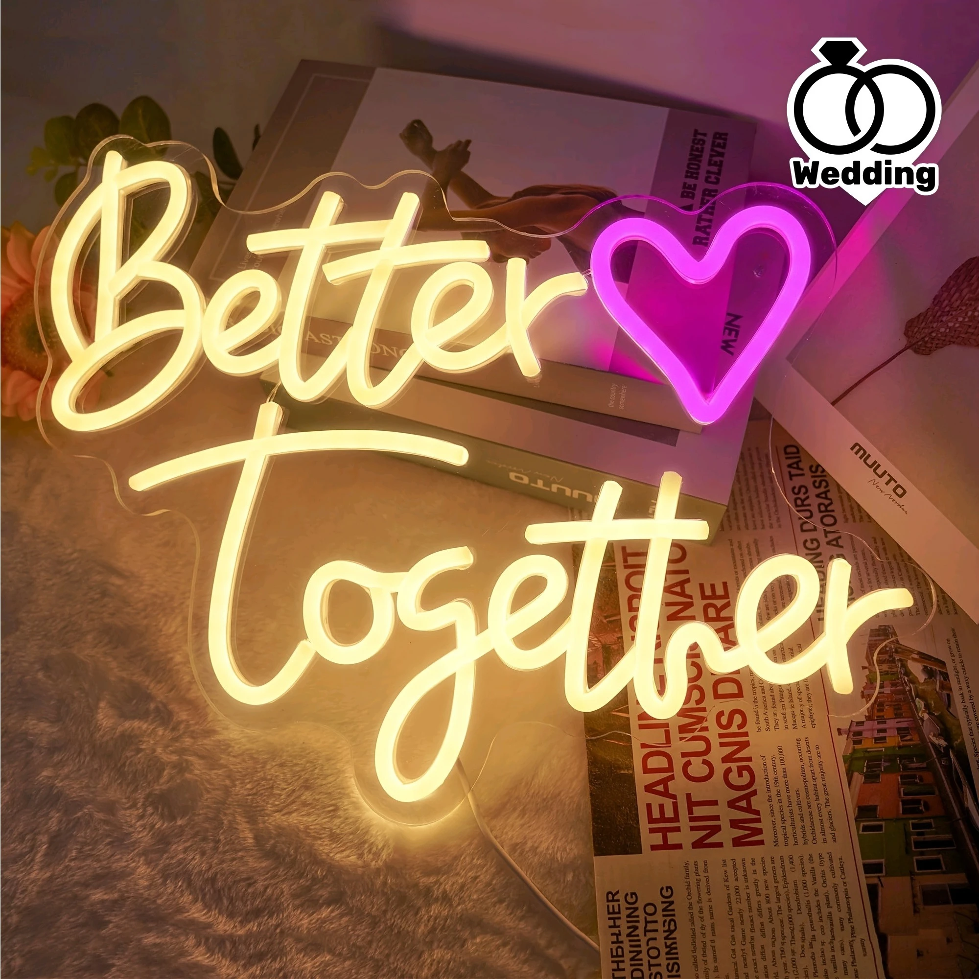 Better Together Neon Sign Heart Design for Party Bar Wedding Bedroom Youngsters' Room Wedding Decor Wall Mounted Neon Light Sign
Better Together Neon Sign Heart Design for Party Bar Wedding Bedroom Youngsters' Room Wedding Decor Wall Mounted Neon Light Sign