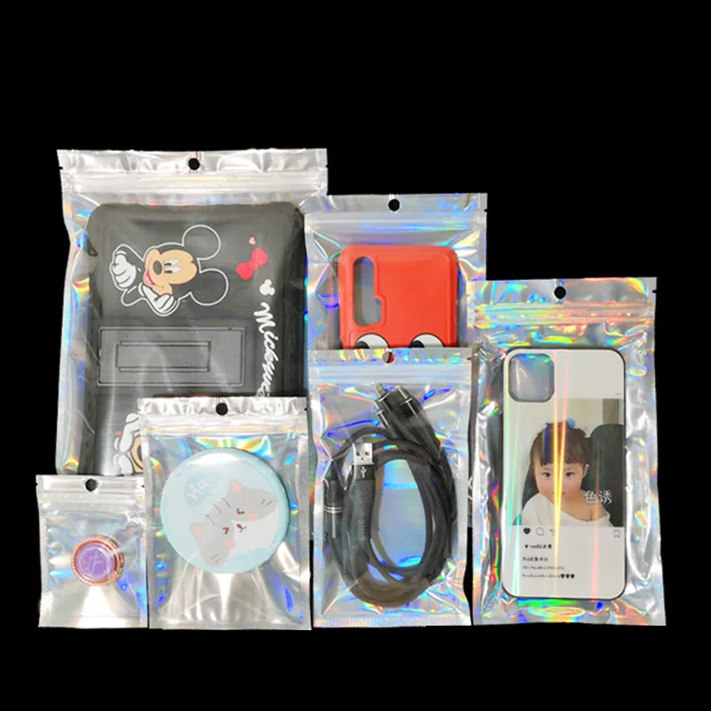100Pcs Multi-size Ziplock Packing Bags Plastic Pouch Laser Silver Phone Case Cable Accesorries Nut Food Packaging Sealing Bags
100Pcs Multi-size Ziplock Packing Bags Plastic Pouch Laser Silver Phone Case Cable Accesorries Nut Food Packaging Sealing Bags