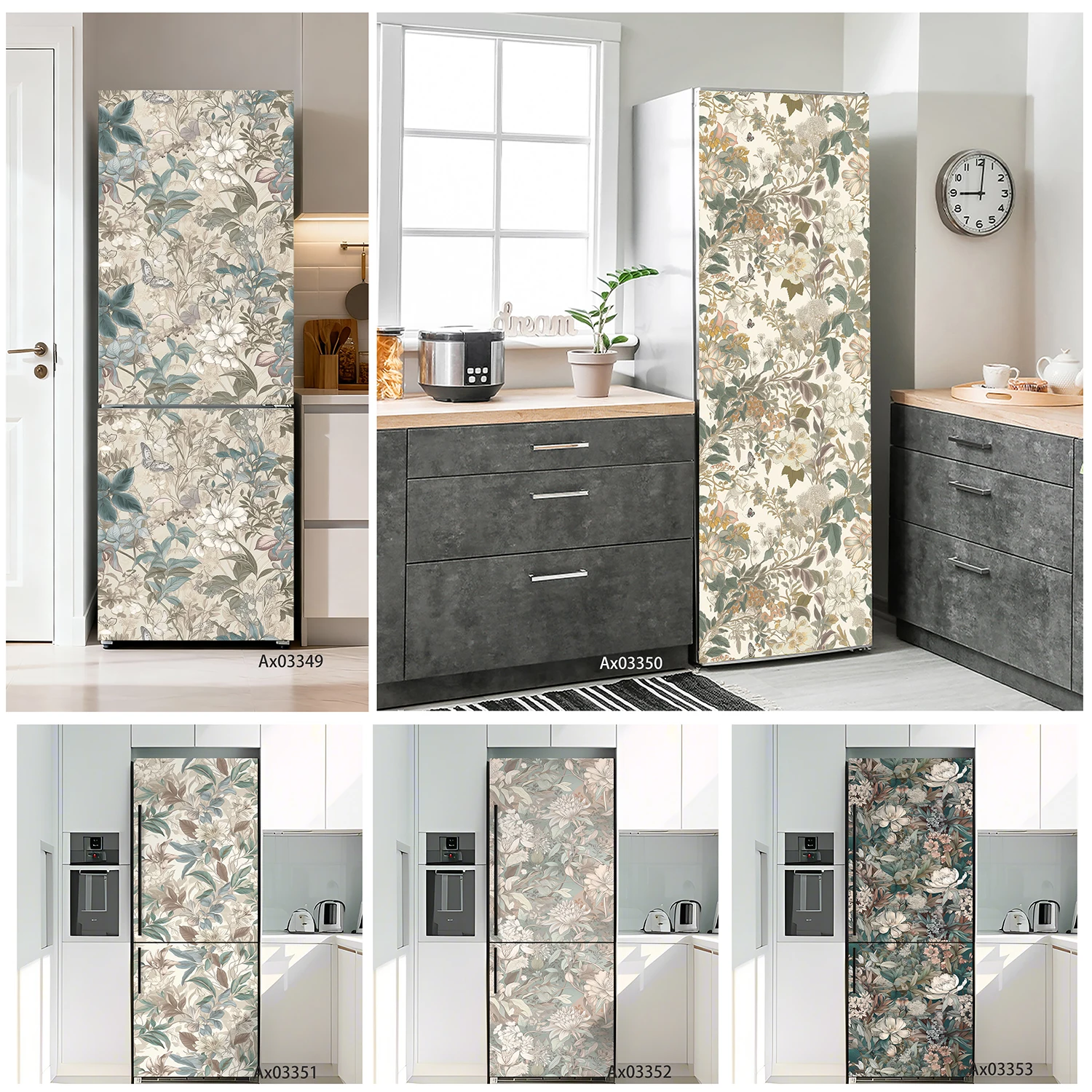 Neutral Tone Floral Fridge Decals Self Adhesive Waterproof Refrigerator Cabinets Wardrobe Door Cover for Kitchen Home Crafts
Neutral Tone Floral Fridge Decals Self Adhesive Waterproof Refrigerator Cabinets Wardrobe Door Cover for Kitchen Home Crafts