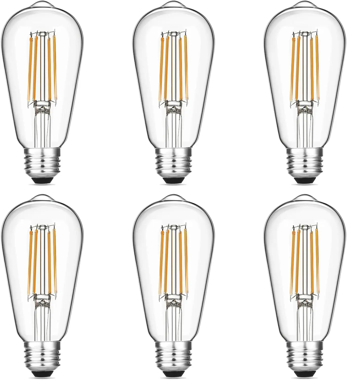 Vintage LED Edison Bulbs 6W, 60W Equivalent, Warm White 2700K, ST58 Filament, 90+ CRI, Dimmable, 6-Pack
Vintage LED Edison Bulbs 6W, 60W Equivalent, Warm White 2700K, ST58 Filament, 90+ CRI, Dimmable, 6-Pack