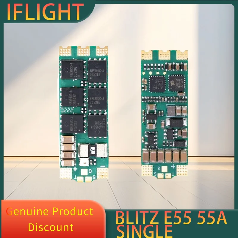 IFlight BLITZ E55 Single 55A G071 2-6S LIPO BLHELI32 ESC with Current Sensor for FPV Freestyle Drones DIY Parts 35*13mm
IFlight BLITZ E55 Single 55A G071 2-6S LIPO BLHELI32 ESC with Current Sensor for FPV Freestyle Drones DIY Parts 35*13mm
