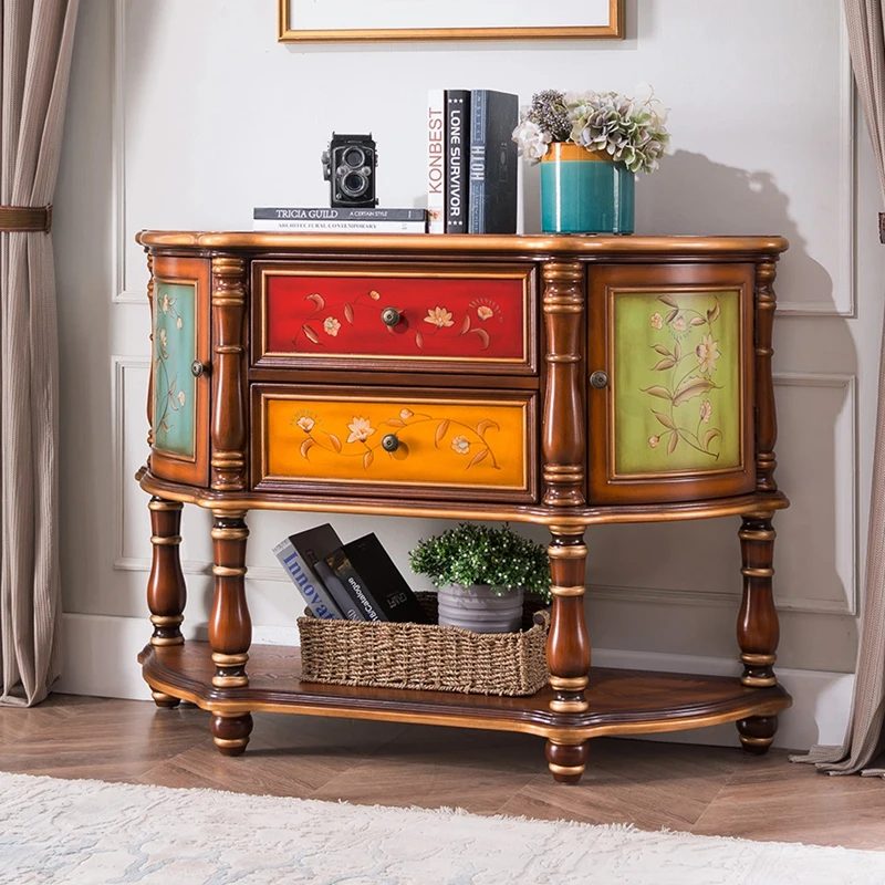 American-Style Console Tables European-Style Corridor Half round Table Solid Wood Hand-Painted Carved Painted Gold
American-Style Console Tables European-Style Corridor Half round Table Solid Wood Hand-Painted Carved Painted Gold