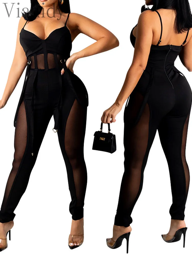 Women Sexy Sheer Mesh Patchwork Suspenders Rompers Backless Skinny Jumpsuit
Women Sexy Sheer Mesh Patchwork Suspenders Rompers Backless Skinny Jumpsuit