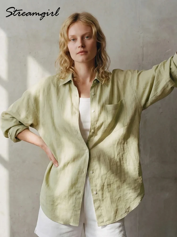 Linen Blue Button Down Shirt For Women Luxury Oversize Tops Summer Long Sleeve Basic Thin Women's White Linen Shirts Ladies Pink
Linen Blue Button Down Shirt For Women Luxury Oversize Tops Summer Long Sleeve Basic Thin Women's White Linen Shirts Ladies Pink