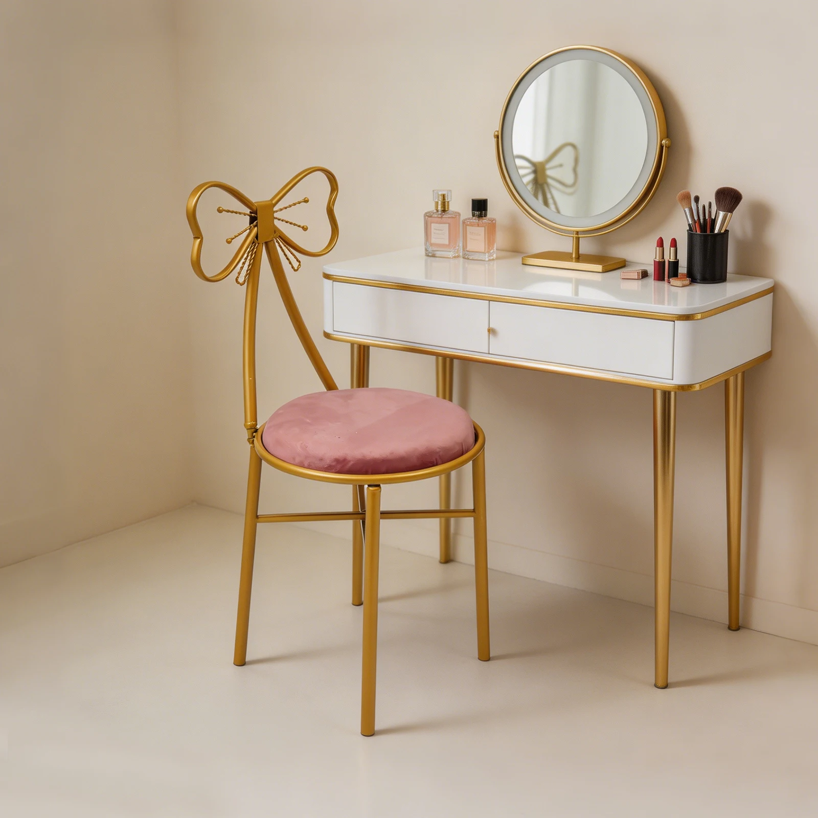 Vanity Chair, Butterfly Dining Chair, Iron Makeup Stool, Deep Pink Upholstered Seat, Flannel Sponge Cushion, Home Bedroom Decor
Vanity Chair, Butterfly Dining Chair, Iron Makeup Stool, Deep Pink Upholstered Seat, Flannel Sponge Cushion, Home Bedroom Decor