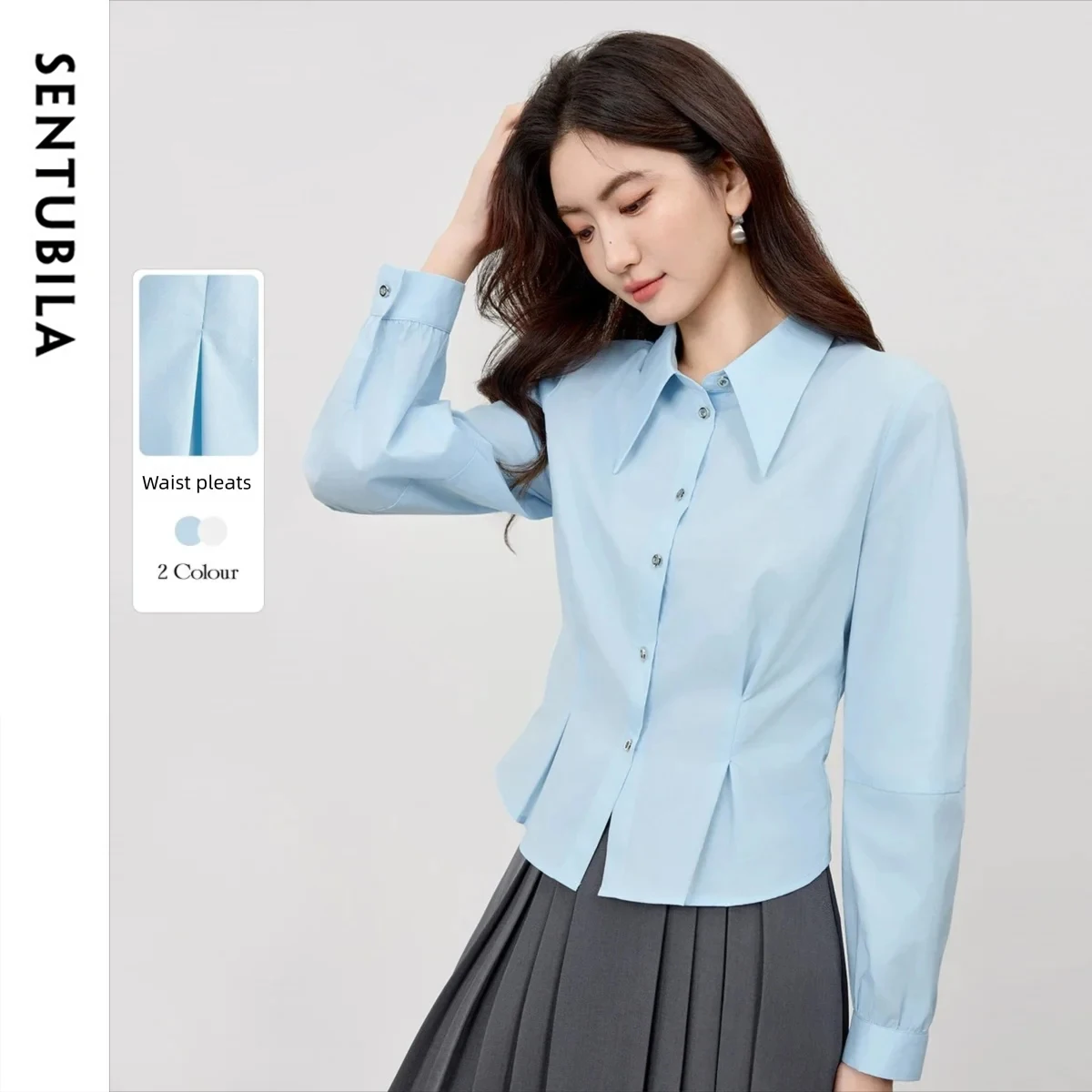 SENTUBILA женская рубашка, офисные женские топы с длинными рукавами, весна-осень 2023, пригородная плиссированная рубашка с талией, женские рубашки W53CB2752
SENTUBILA женская рубашка, офисные женские топы с длинными рукавами, весна-осень 2023, пригородная плиссированная рубашка с талией, женские рубашки W53CB2752