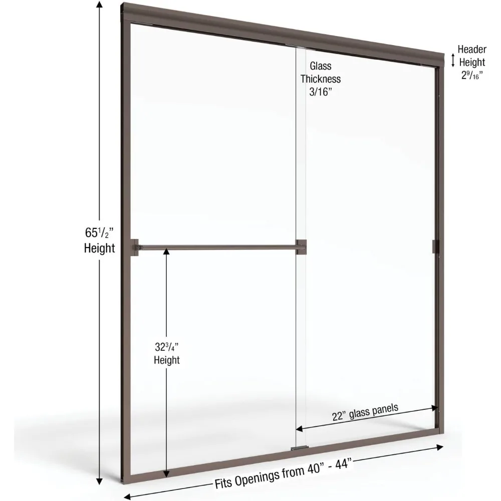 Sliding Shower Door, Fits 40-44 inch opening, Obsure Glass, Oil Rubbed Bronze Finish
Sliding Shower Door, Fits 40-44 inch opening, Obsure Glass, Oil Rubbed Bronze Finish