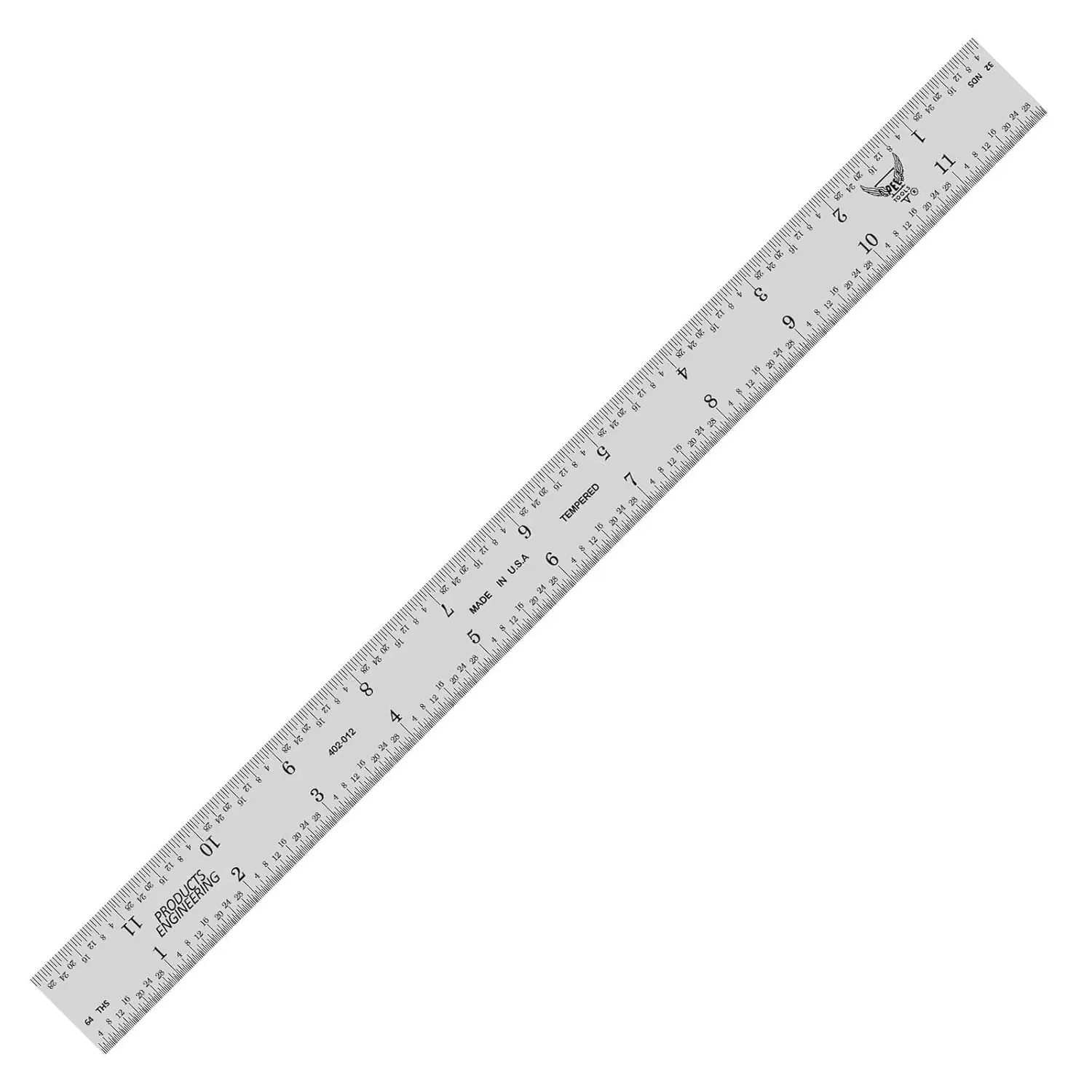 12" Stainless Steel Machinist Ruler, 4R Graduation (1/8", 1/16", 1/32", 1/64"), Fully Hardened & Tempered, Made in USA
12" Stainless Steel Machinist Ruler, 4R Graduation (1/8", 1/16", 1/32", 1/64"), Fully Hardened & Tempered, Made in USA