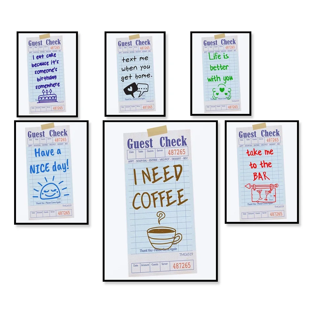 Dessert, eat cake, glass of grapes, have a nice day, text guest check receipt art print poster
Dessert, eat cake, glass of grapes, have a nice day, text guest check receipt art print poster
