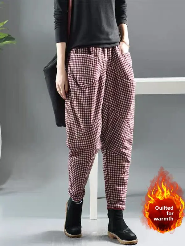 Зимние теплые клетчатые брюки-карго больших размеров для женщин, с карманами, в стиле пэчворк, из хлопка, повседневные, в художественном стиле
Зимние теплые клетчатые брюки-карго больших размеров для женщин, с карманами, в стиле пэчворк, из хлопка, повседневные, в художественном стиле