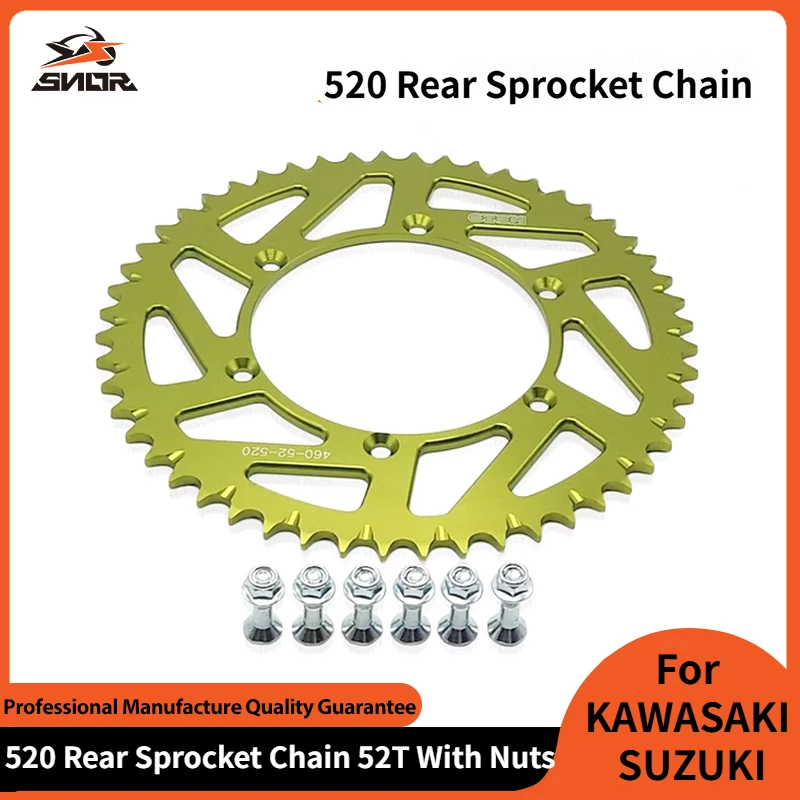 Аксессуары для мотоциклов SNOR 520, задняя звездочка 52T с болтами, гайками, приводная пластина для KAWASAKI KX KXF KLX SUZUKI RMZ 250 450
Аксессуары для мотоциклов SNOR 520, задняя звездочка 52T с болтами, гайками, приводная пластина для KAWASAKI KX KXF KLX SUZUKI RMZ 250 450