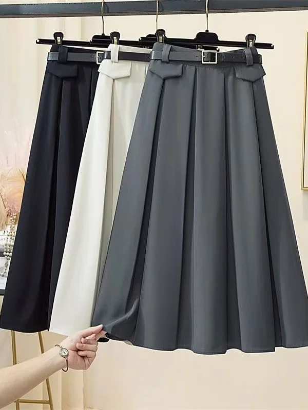 Original Grey Pleated Suit Skirt High Waist Midi Slimming A-Line Wrap Women's Fashion Spring Summer City Commute Casual Date
Original Grey Pleated Suit Skirt High Waist Midi Slimming A-Line Wrap Women's Fashion Spring Summer City Commute Casual Date