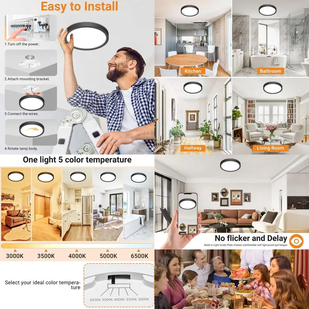 Светодиодный потолочный светильник 9 18W Slim, 2200 люмен, регулируемый цветовой температура 3000K-6500K, идеально подходит для ванных комнат, шкафов, прихожих (черный)
Светодиодный потолочный светильник 9 18W Slim, 2200 люмен, регулируемый цветовой температура 3000K-6500K, идеально подходит для ванных комнат, шкафов, прихожих (черный)