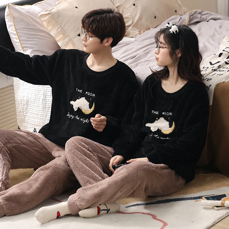 Newest Couple Pajamas Set Winter Coral Fleece Nightgown Thicken Velvet Sleepwear Home Clothes
Newest Couple Pajamas Set Winter Coral Fleece Nightgown Thicken Velvet Sleepwear Home Clothes