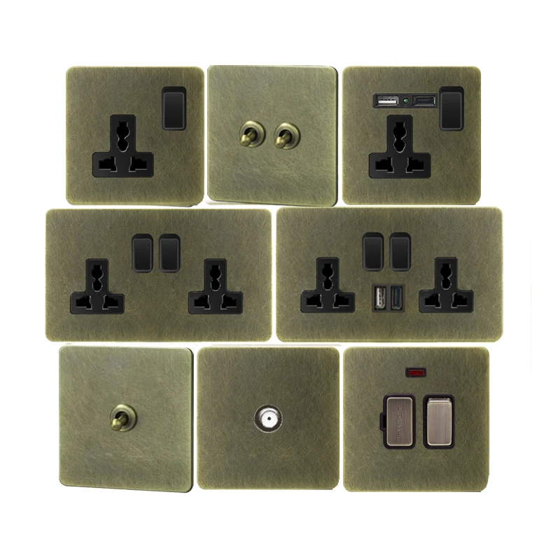 Multi Functional Socket Wall Light Toggle Switch Vintage Featured Personality High-quality Stainless Steel Bronze Panel
Multi Functional Socket Wall Light Toggle Switch Vintage Featured Personality High-quality Stainless Steel Bronze Panel