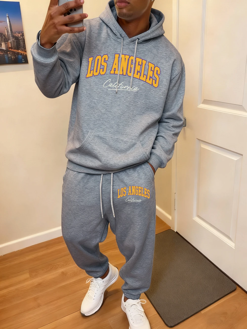Мужской комплект с капюшоном из 2 предметов, спортивные штаны с креативным принтом California Letter, повседневные свободные флисовые теплые спортивные костюмы, зимняя одежда с карманами
Мужской комплект с капюшоном из 2 предметов, спортивные штаны с креативным принтом California Letter, повседневные свободные флисовые теплые спортивные костюмы, зимняя одежда с карманами