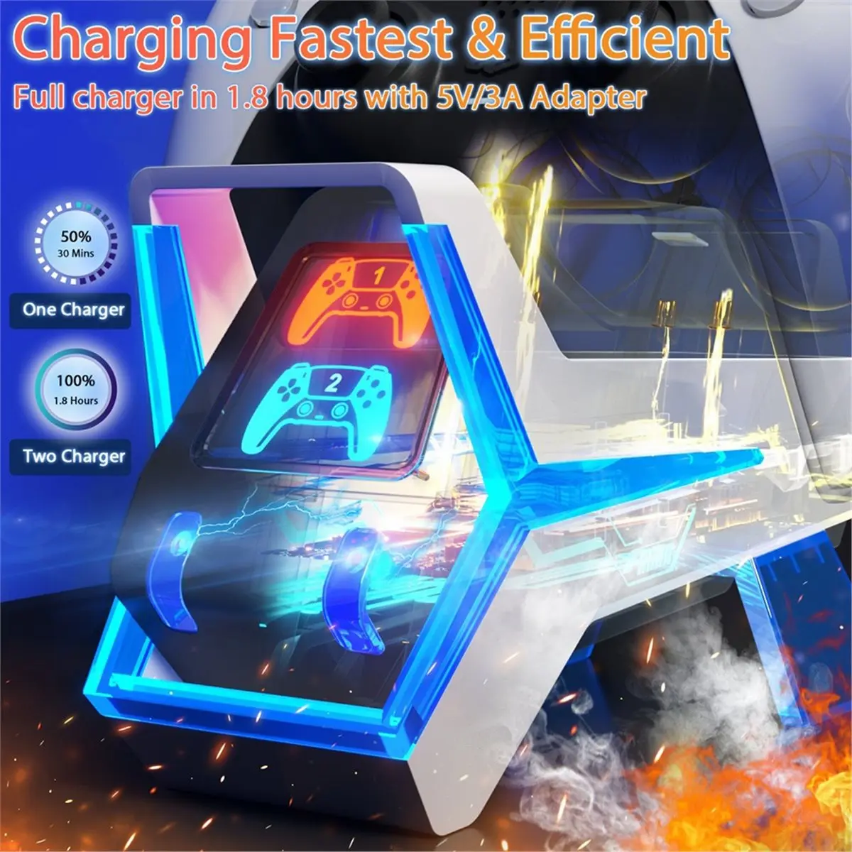 A41T For PS5 Controller Fast Charger Dual-Slot Charging Dock with LED Display Handle Charging Dock
A41T For PS5 Controller Fast Charger Dual-Slot Charging Dock with LED Display Handle Charging Dock