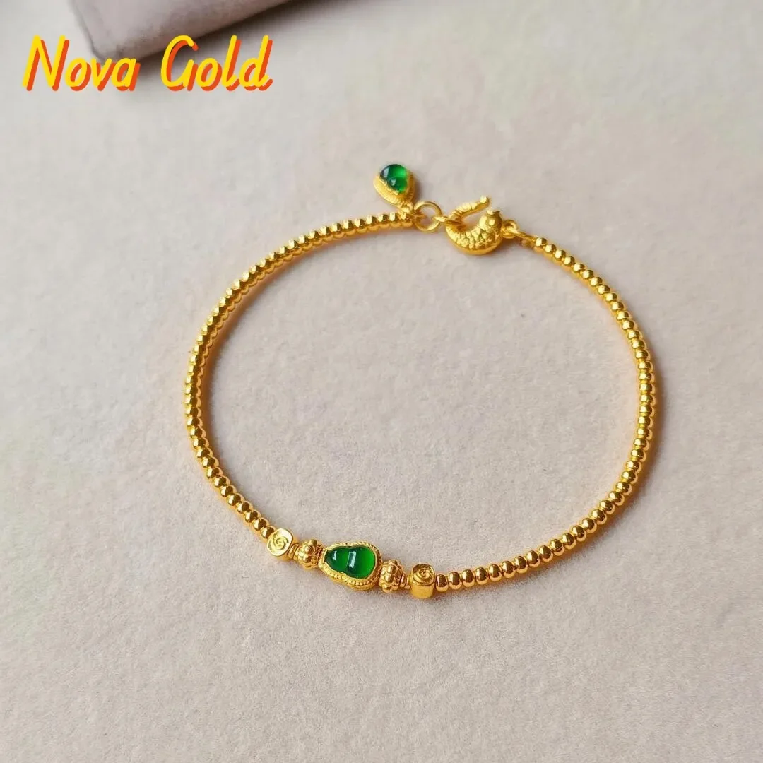 Браслет NovaGlod AU999 из настоящего золота 24K в китайском стиле с символикой удачи (Кои, зеленая тыква) — роскошный и модный подарок для девушки
Браслет NovaGlod AU999 из настоящего золота 24K в китайском стиле с символикой удачи (Кои, зеленая тыква) — роскошный и модный подарок для девушки