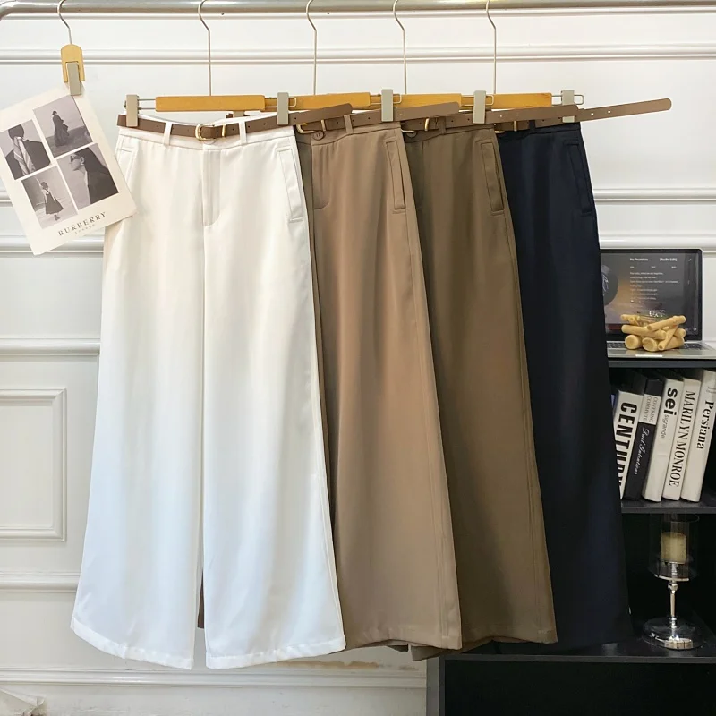 Spring Summer Korean Fashion Simple Color Versatile Casual High Waist Slimming Suit Wide Leg Pants Long Pants Women Belt
Spring Summer Korean Fashion Simple Color Versatile Casual High Waist Slimming Suit Wide Leg Pants Long Pants Women Belt