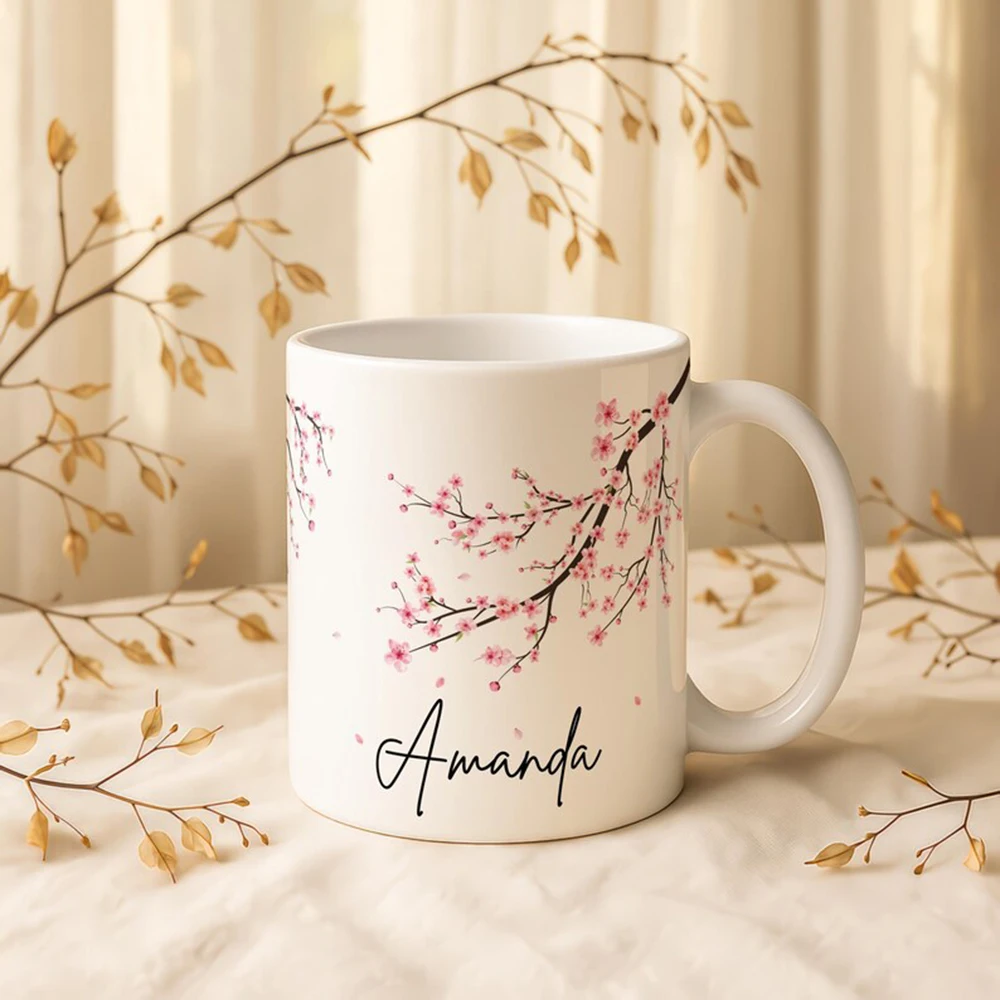 Customized Name Ceramic Mug Personalized Cherry Blossom Design Coffee Cup Pink Flower Mug Christmas Gift for Mom or Friend
Customized Name Ceramic Mug Personalized Cherry Blossom Design Coffee Cup Pink Flower Mug Christmas Gift for Mom or Friend