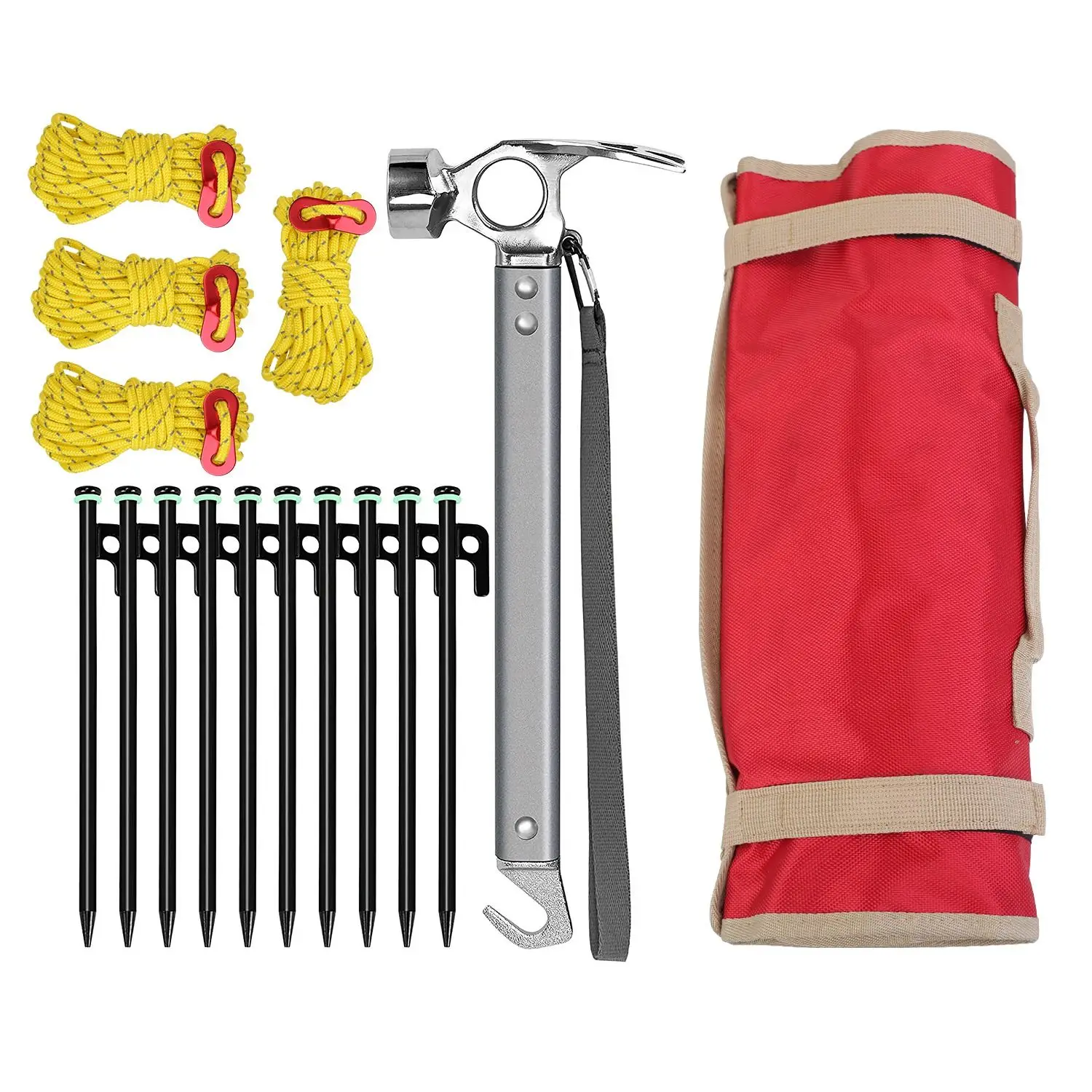 Camping Hammer Tent Stakes & 9.84FT Reflective Ropes Kit Accessories for Hiking Canopy Tent Pegs Mallets for Outdoor Adventures
Camping Hammer Tent Stakes & 9.84FT Reflective Ropes Kit Accessories for Hiking Canopy Tent Pegs Mallets for Outdoor Adventures
