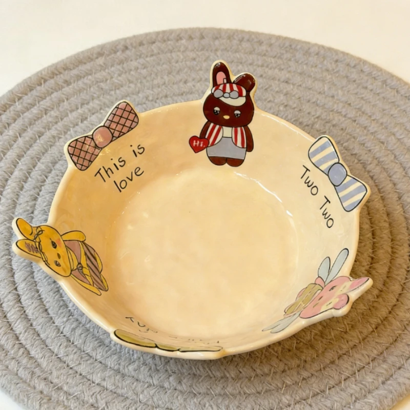 Оригинальная 8,5-дюймовая керамическая салатница с 3D кроликом для смешивания лапши, йогурта, сервировочные миски для одного человека, кухонная посуда для домашнего использования
Оригинальная 8,5-дюймовая керамическая салатница с 3D кроликом для смешивания лапши, йогурта, сервировочные миски для одного человека, кухонная посуда для домашнего использования