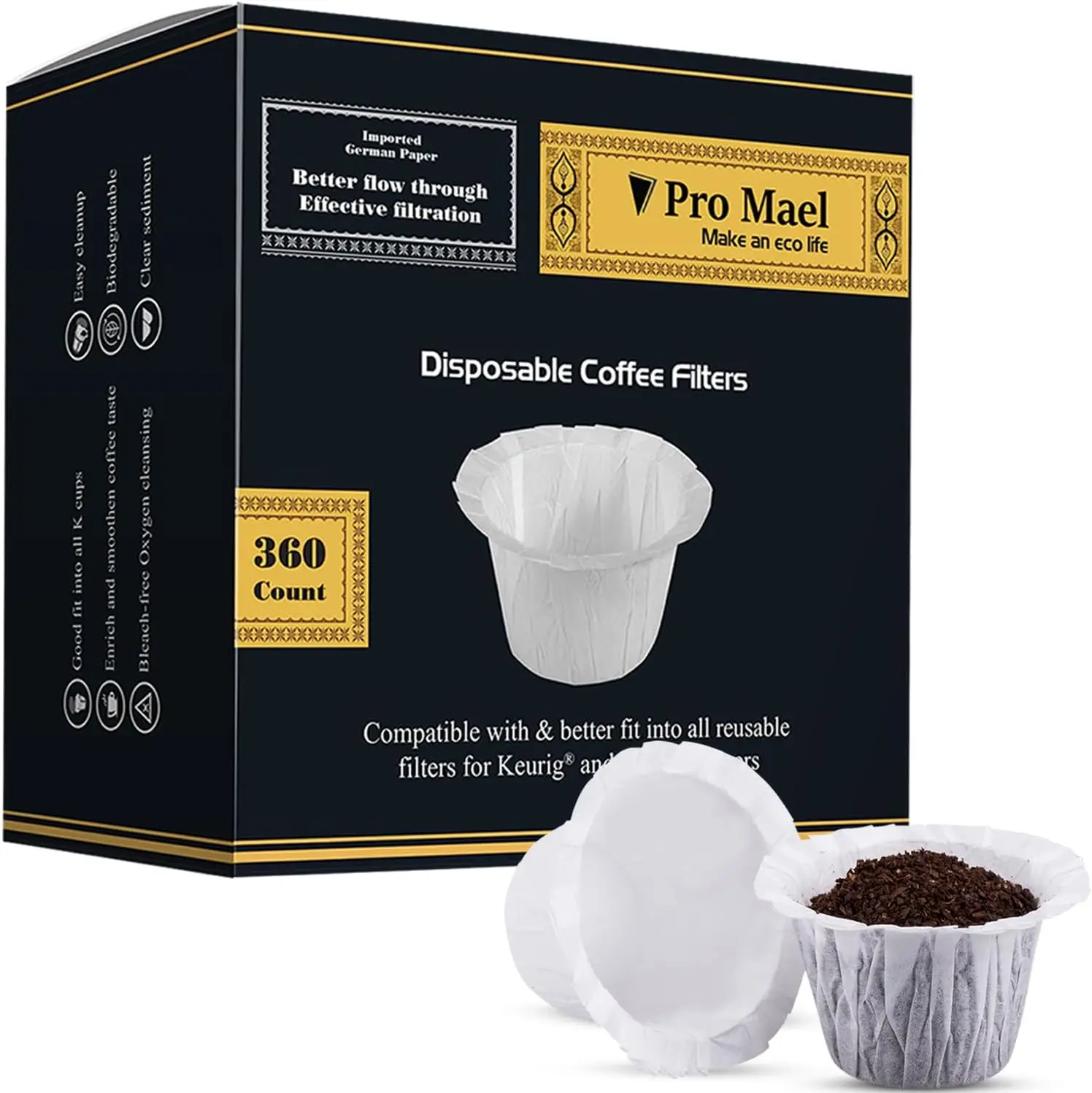 360 Count Disposable K Cup Filters for Keurig 1.0 and 2.0 Brewers with Reusable K Cup Pods
360 Count Disposable K Cup Filters for Keurig 1.0 and 2.0 Brewers with Reusable K Cup Pods