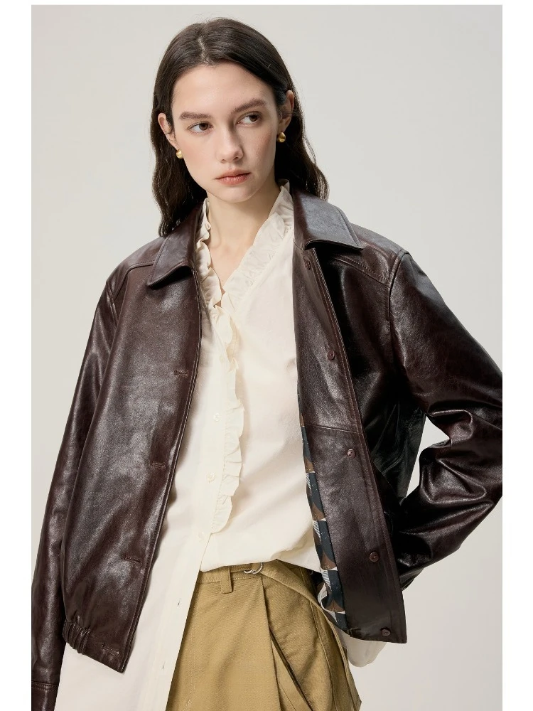 High Quality Natrual Sheepskin Light Oil Waxed Sheepskin Jacket Women Stylish Retro Slim Fit Leather Jacket Trend Topcoat
High Quality Natrual Sheepskin Light Oil Waxed Sheepskin Jacket Women Stylish Retro Slim Fit Leather Jacket Trend Topcoat