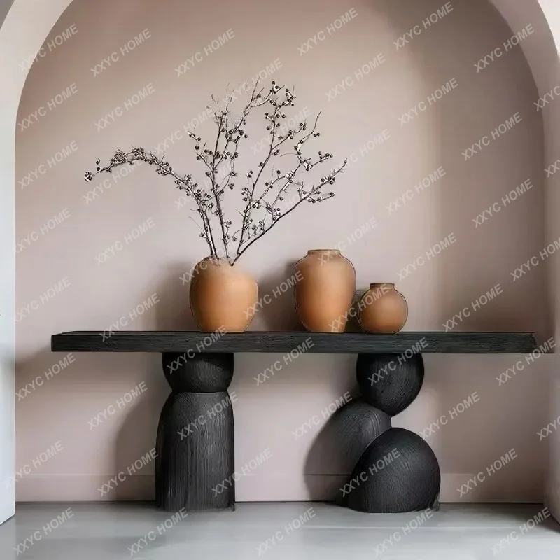 Medieval wabi-sabi wind solid wood entrance table art entrance entrance platform
Medieval wabi-sabi wind solid wood entrance table art entrance entrance platform