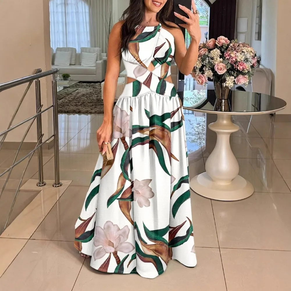 Summer New Sexy Party Halter Dress For Women New Holiday Fashion Floral Print Slim Waist Hollow Out Maxi Backless Dresses
Summer New Sexy Party Halter Dress For Women New Holiday Fashion Floral Print Slim Waist Hollow Out Maxi Backless Dresses
