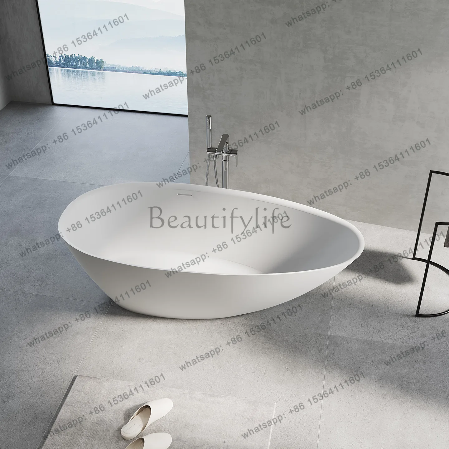 Elegant water drop-shaped artificial stone freestanding bathtub Simple wind hotel B & B villa home
Elegant water drop-shaped artificial stone freestanding bathtub Simple wind hotel B & B villa home