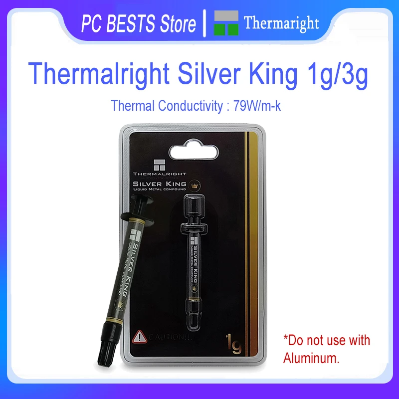 Thermalright Silver King Thermal Grease 1g/3g Liquid Metal 72W/MK CPU GPU Cooling Desktop Computer Cooler Thermal Paste
Thermalright Silver King Thermal Grease 1g/3g Liquid Metal 72W/MK CPU GPU Cooling Desktop Computer Cooler Thermal Paste