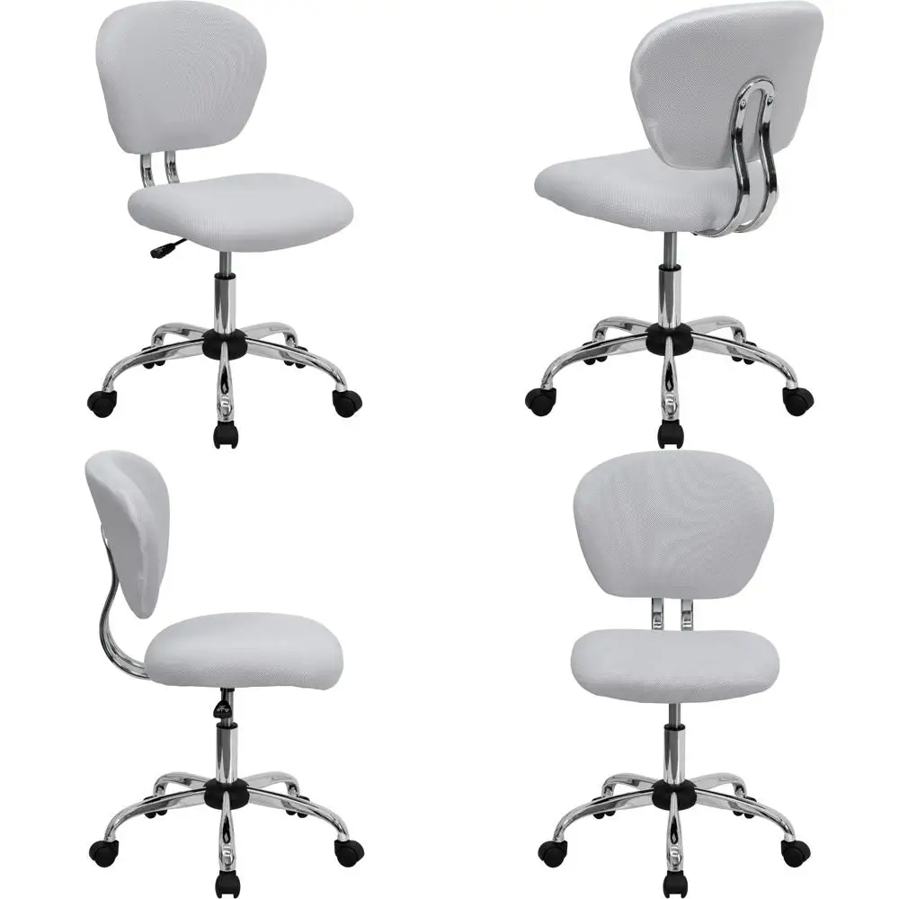 White Mesh Padded Swivel Task Chair with Chrome Base Mid-Back Office Chair
White Mesh Padded Swivel Task Chair with Chrome Base Mid-Back Office Chair