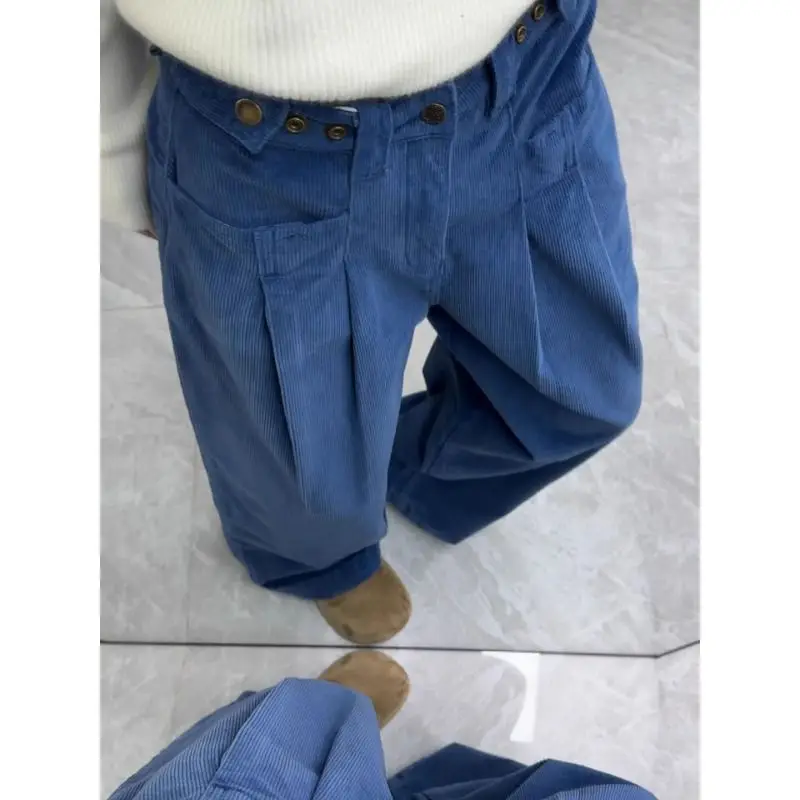 Japan American Retro Waist Adjustable Blue Corduroy Casual Pants Ins Handsome Pinch Pleated Wide Leg Trousers Trendy
Japan American Retro Waist Adjustable Blue Corduroy Casual Pants Ins Handsome Pinch Pleated Wide Leg Trousers Trendy