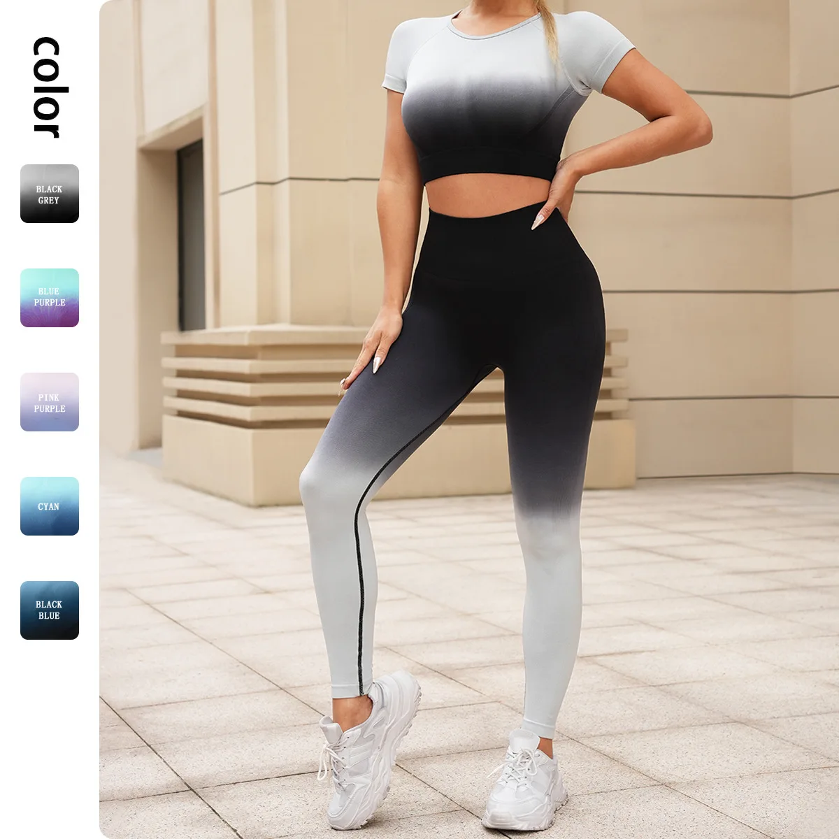 2025 Summer Gradient Seamless Yoga Suit Set Women's Quick Drying Exercise Fitness Suit Top Short Sleeved Peach Hip Yoga Pants
2025 Summer Gradient Seamless Yoga Suit Set Women's Quick Drying Exercise Fitness Suit Top Short Sleeved Peach Hip Yoga Pants