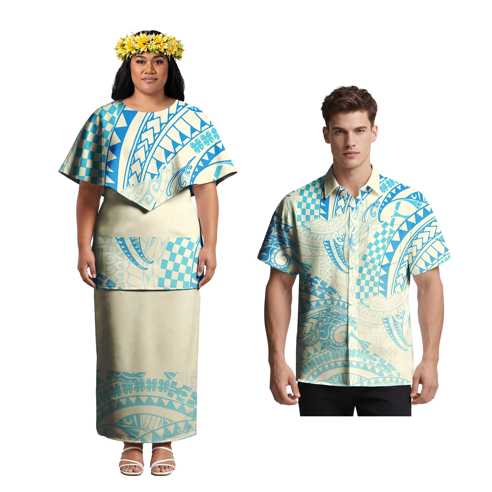 Polynesian Pocket Men Shirts Frill Design Women Samoan Puletasi 2pc Suit Hawaiian Monstera Leaf Print Sweet Couple Match Outfits
Polynesian Pocket Men Shirts Frill Design Women Samoan Puletasi 2pc Suit Hawaiian Monstera Leaf Print Sweet Couple Match Outfits