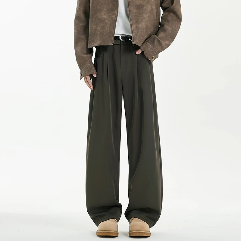 Spring Summer New Fashion Men's Straight Wide Leg Suit Pants Draped Silky Stretch Waist Casual Oversize Long Trousers Male
Spring Summer New Fashion Men's Straight Wide Leg Suit Pants Draped Silky Stretch Waist Casual Oversize Long Trousers Male
