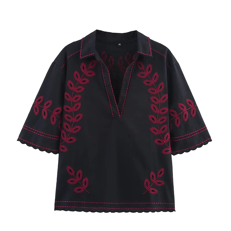 YENKYE Vintage Casual Chic Women Embroidery Short Sleeve Blouse Lapel Collar Fashion 2025 Summer Tops Female Shirt Streetwear
YENKYE Vintage Casual Chic Women Embroidery Short Sleeve Blouse Lapel Collar Fashion 2025 Summer Tops Female Shirt Streetwear