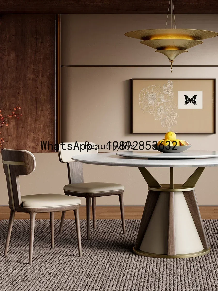 Natural marble dining table high-end Italian light luxury medium and ancient style household with turntable
Natural marble dining table high-end Italian light luxury medium and ancient style household with turntable