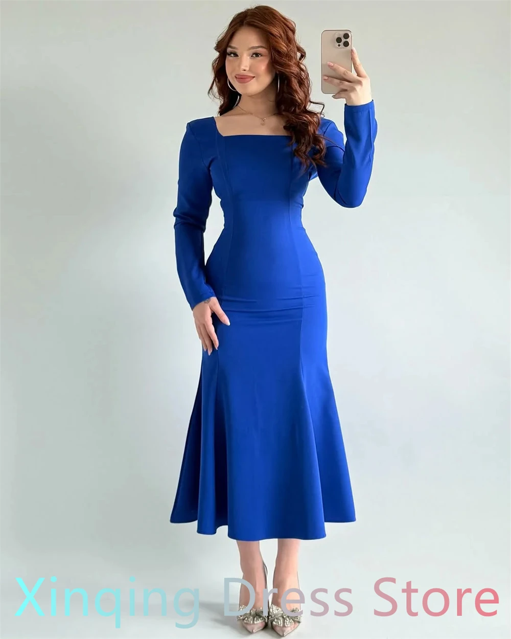 Customized Mermaid Fashion Blue Jersey Evening Dress Elegant Square Collar Long Sleeves Vestido De Festa Elegant Prom
Customized Mermaid Fashion Blue Jersey Evening Dress Elegant Square Collar Long Sleeves Vestido De Festa Elegant Prom