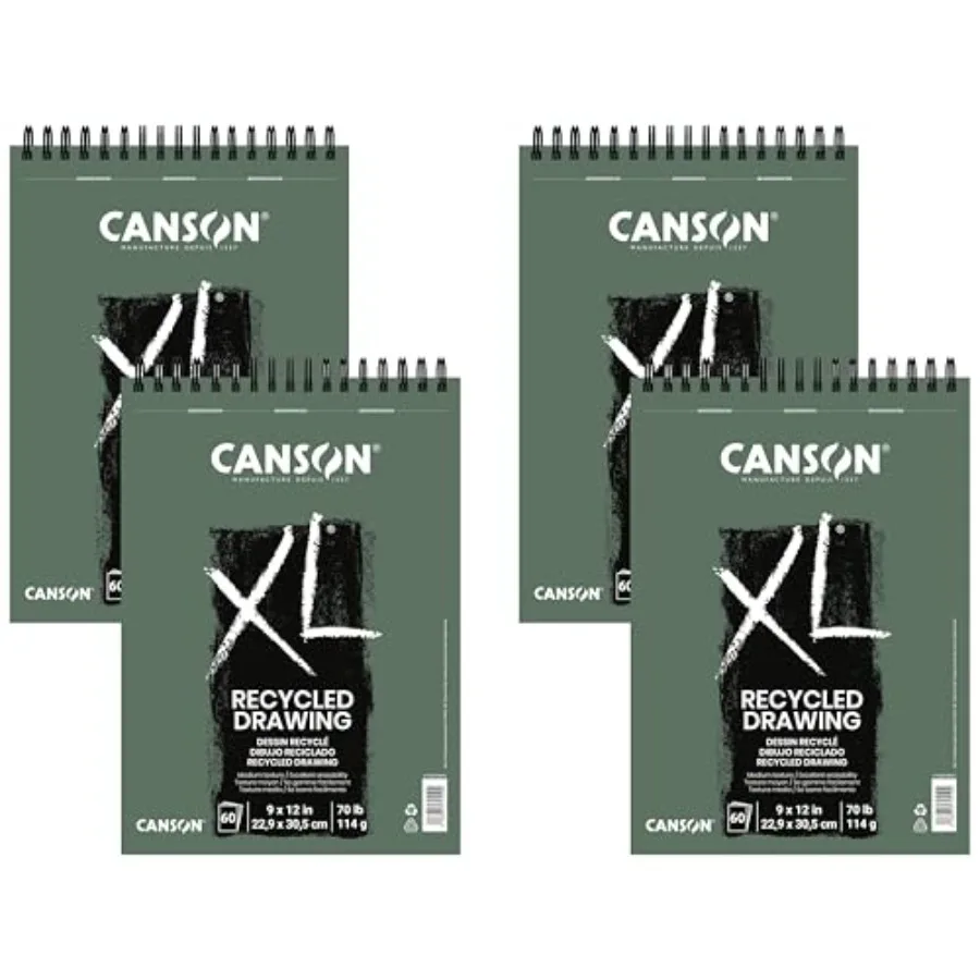 XL Series Recycled Drawing Paper Pad, Top Wire Bound, 70 Pound, 9 x 12 Inch, 60 Sheets Pack of 4
XL Series Recycled Drawing Paper Pad, Top Wire Bound, 70 Pound, 9 x 12 Inch, 60 Sheets Pack of 4