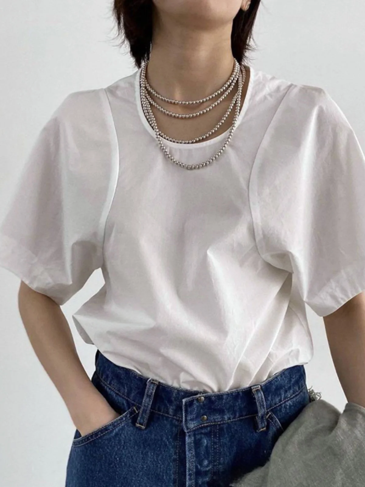 Asymmetric Shoulder Line Inward Shift round Neck Short Sleeve Pure Cotton Slimming Shirt Design Summer Women's Business Casua...
Asymmetric Shoulder Line Inward Shift round Neck Short Sleeve Pure Cotton Slimming Shirt Design Summer Women's Business Casua...