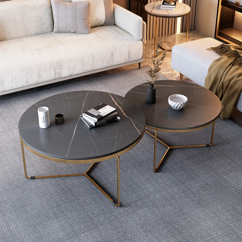 Simple living room household small apartment round tea table marble coffee table side table combination 
Simple living room household small apartment round tea table marble coffee table side table combination