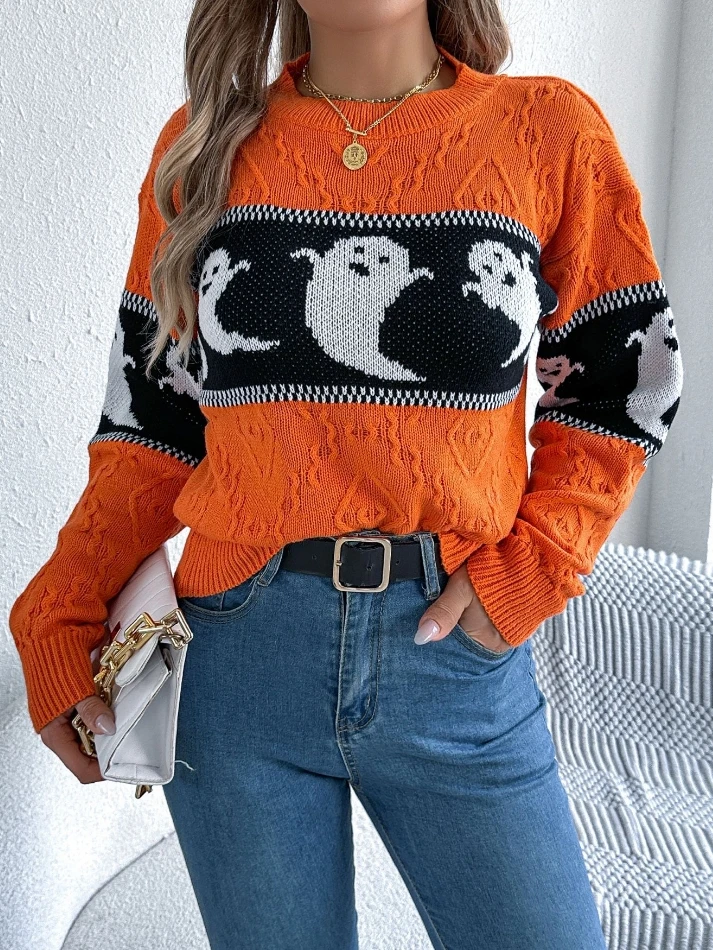 Women's Street Trendy Hoodie Top 2025 Autumn Winter Latest Halloween Theme Ghost Contrast Round Neck Long Sleeve Hoodie Sweater
Women's Street Trendy Hoodie Top 2025 Autumn Winter Latest Halloween Theme Ghost Contrast Round Neck Long Sleeve Hoodie Sweater