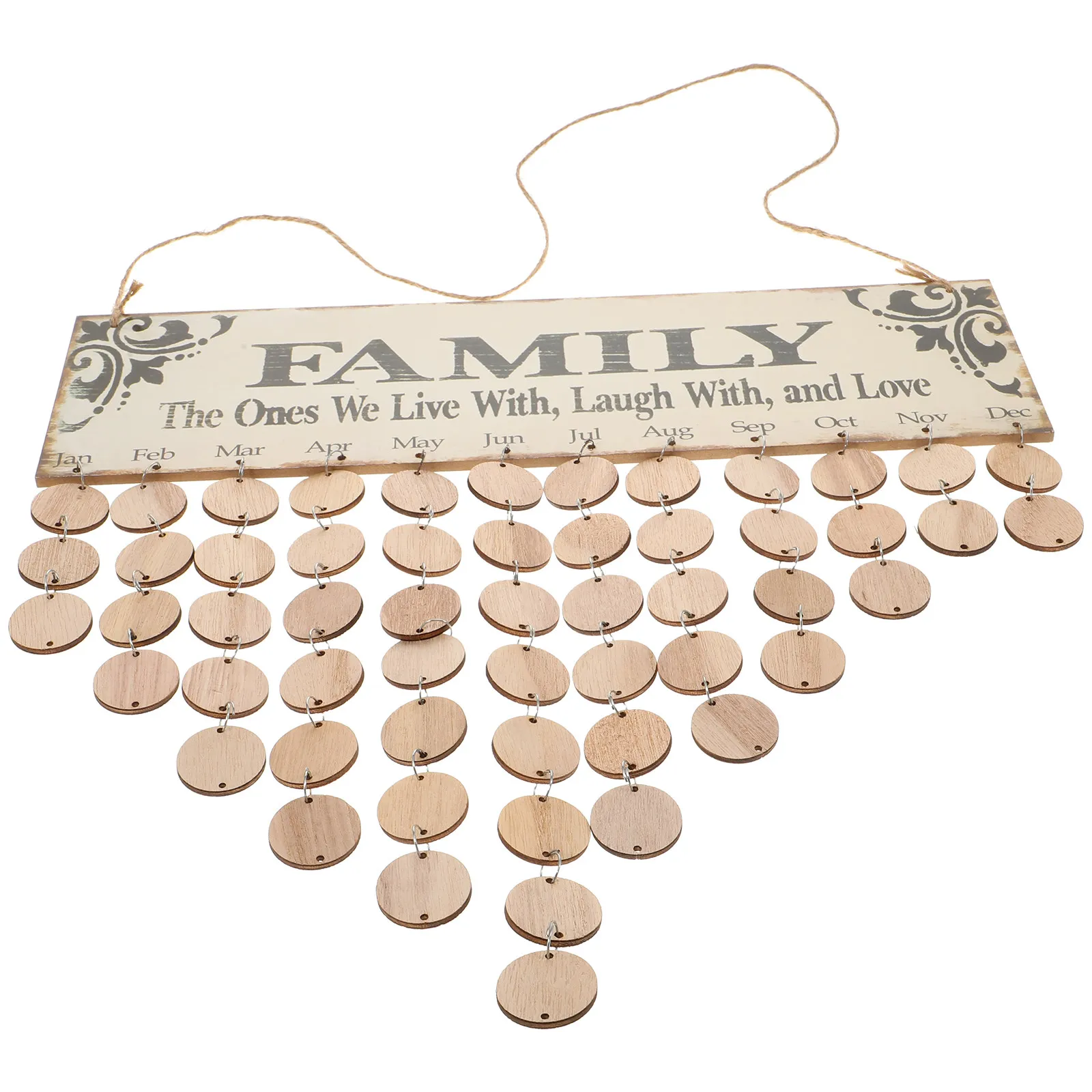Family Wooden Birthday Hanging Plaque Calendar DIY Board 1 Plaque 1 Rope 50 Round Discs Home Decor Birthday Reminder
Family Wooden Birthday Hanging Plaque Calendar DIY Board 1 Plaque 1 Rope 50 Round Discs Home Decor Birthday Reminder