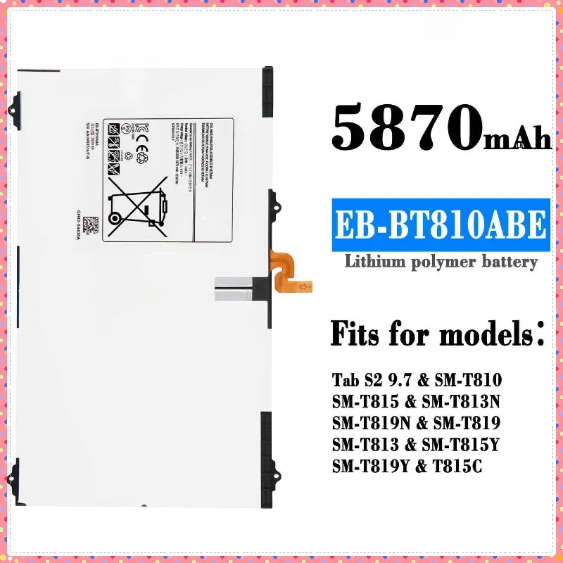 Tablet Battery For Samsung Galaxy Tab S2 9.7 T815C SM T813 T815 T819 T817 T819C SM-T815 SM-T810 SM-T817A EB-BT810ABE
Tablet Battery For Samsung Galaxy Tab S2 9.7 T815C SM T813 T815 T819 T817 T819C SM-T815 SM-T810 SM-T817A EB-BT810ABE