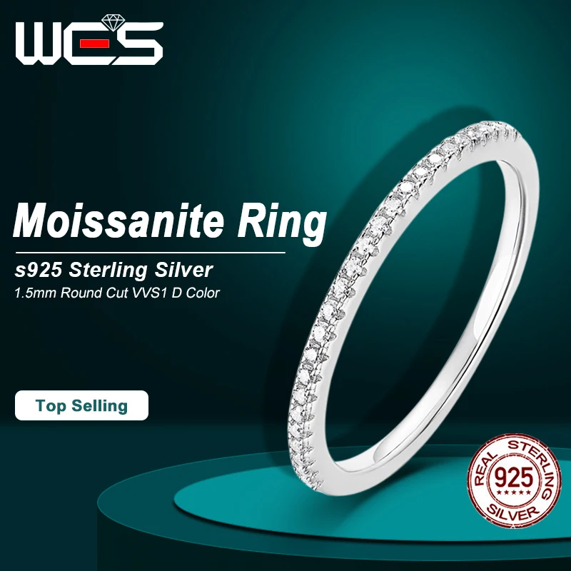 WES 1.5mm Half Eternity Moissanite Wedding Band 925 Sterling Silver D Color VVS1 Stackable Ring For Women Fine Jewelry
WES 1.5mm Half Eternity Moissanite Wedding Band 925 Sterling Silver D Color VVS1 Stackable Ring For Women Fine Jewelry