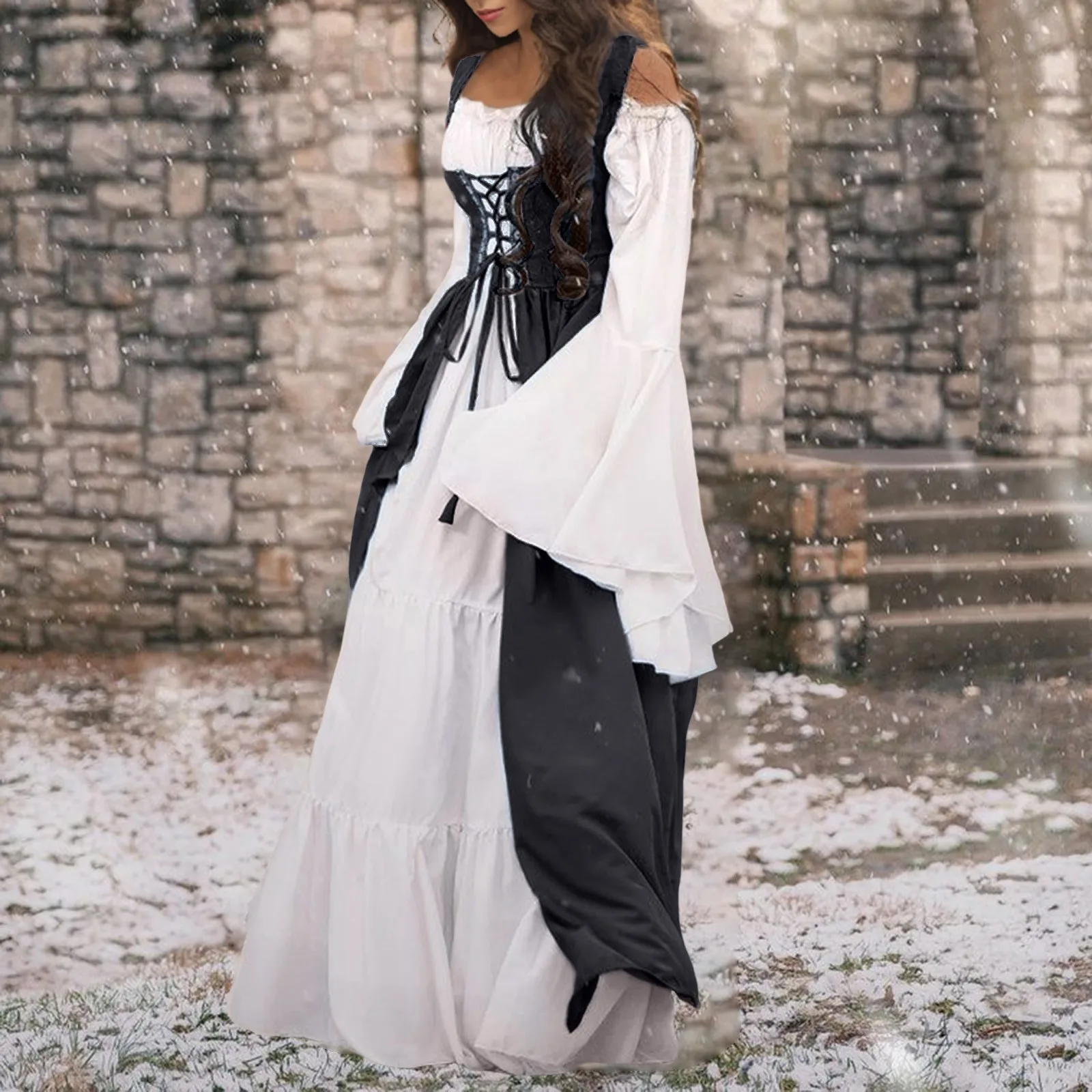 Vintage Medieval Punk Dress Cosplay Halloween Costumes Women Renaissance Palace Style Square Neck Two Piece Gothic Dress Suits
Vintage Medieval Punk Dress Cosplay Halloween Costumes Women Renaissance Palace Style Square Neck Two Piece Gothic Dress Suits
