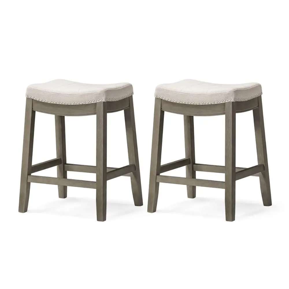 Sophia Backless Counter Stools 26 Inches Set of 2 Saddle Stools with Footrest Grey Solid Wood and Grey Fabric Upholstery Ideal
Sophia Backless Counter Stools 26 Inches Set of 2 Saddle Stools with Footrest Grey Solid Wood and Grey Fabric Upholstery Ideal