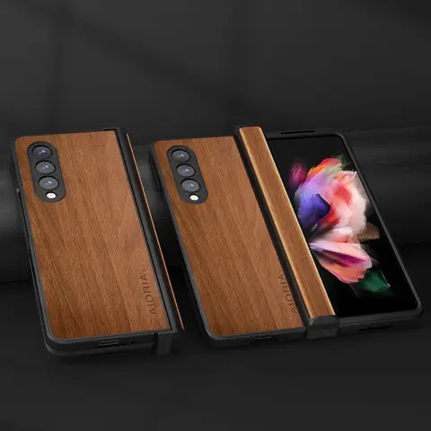 Case for Samsung Galaxy Z Fold 4 Fold 5 ZFold 3 5G Bamboo Wood Pattern Leather Cover for Galaxy Z Fold 4 Fold 4 3 ZFold 5 Case C